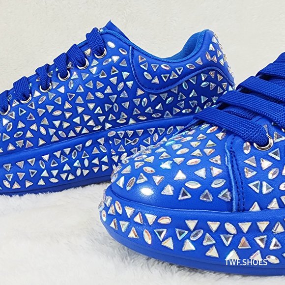 Blue Patterned Women's Sneakers - Picture 9 of 9